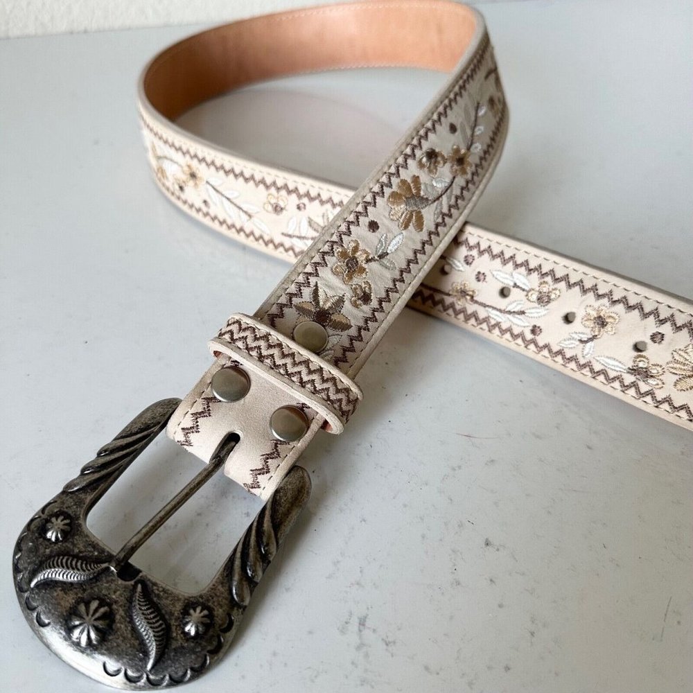 NEW Lane Boots LANDRUM Western Belt M Embroidery Bone Leather Southwest Cowboy - Picture 8 of 10